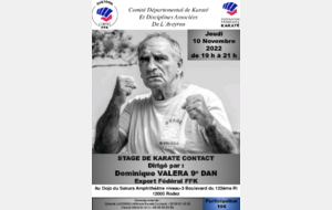 Stage Karaté Contact avec Dominique Valéra à Rodez le 10 novembre de 19h à 21h