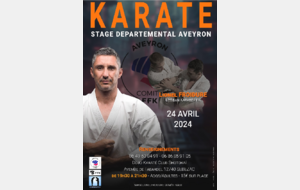 Stage départemental de Karaté dirigé par Lionel FROIDURE à Sébazac - Mercredi 24 Avril 2024 (19h30 à 21h30)